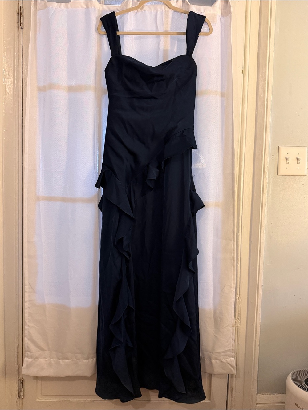 Azazie Navy Ruffle-Strap Maxi Dress - Picture 2 of 4